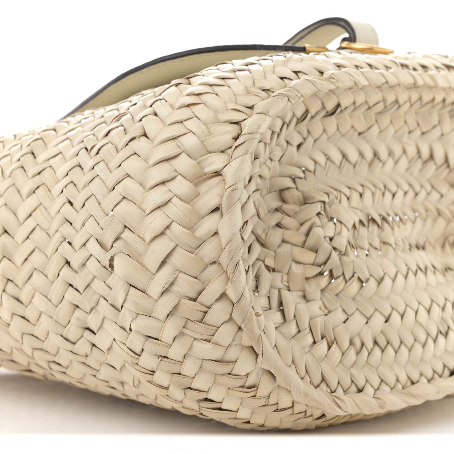 Raffia Grain Calfskin Medium Marcie Basket White