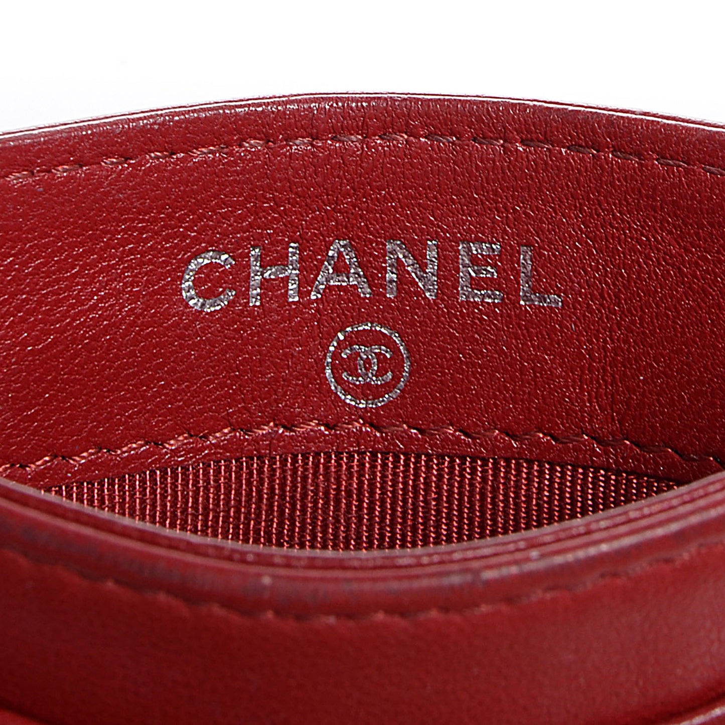 Lambskin Quilted Card Holder Red