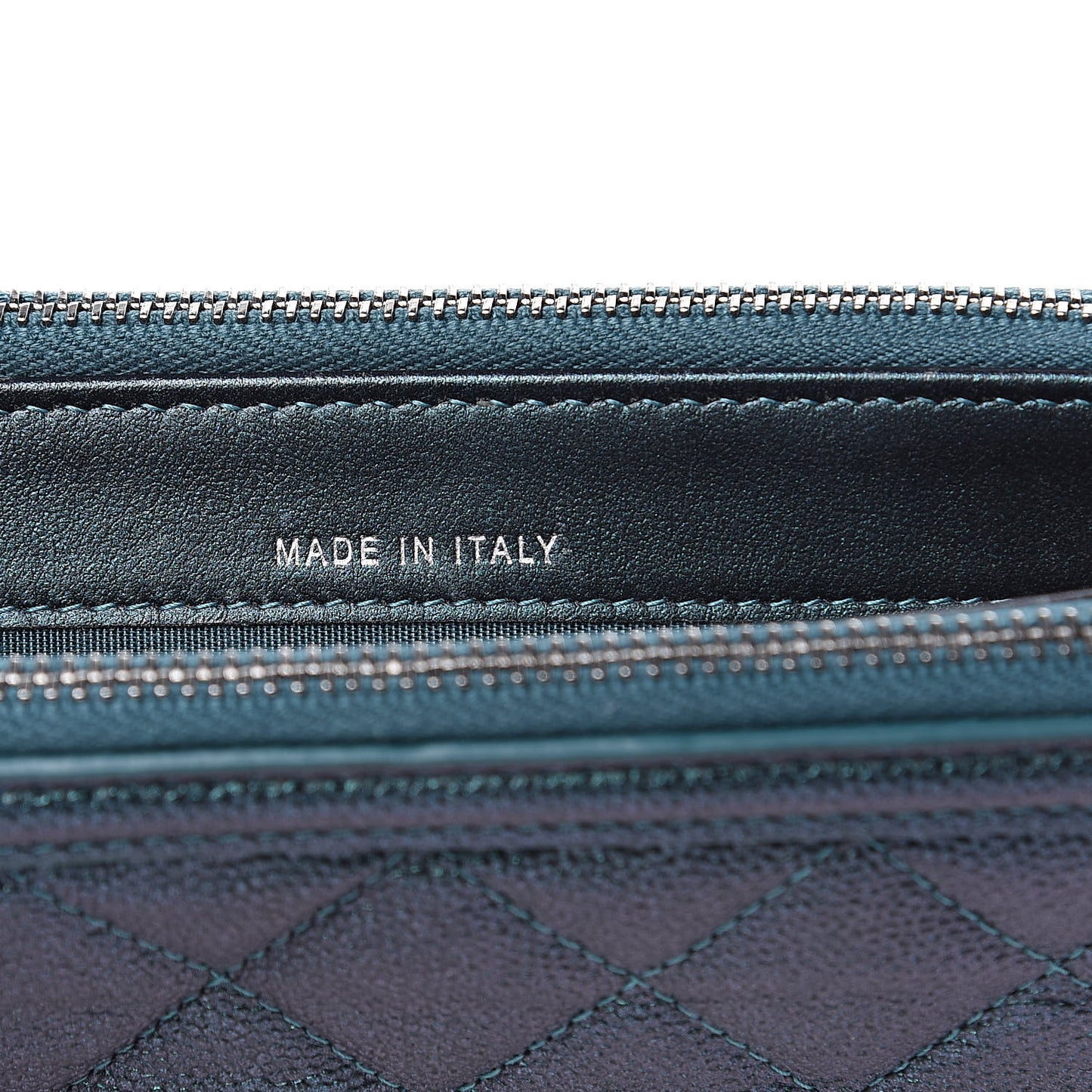 Iridescent Caviar Quilted CC Filigree Clutch With Chain Dark Turquoise