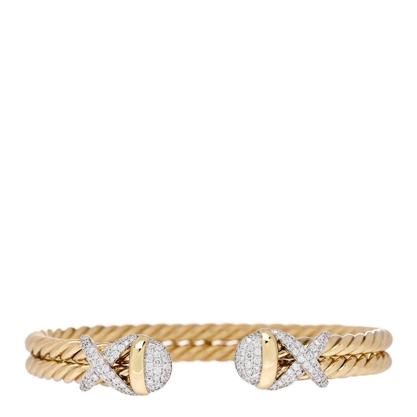 18K Yellow Gold Diamond X Double Cable Bracelet
