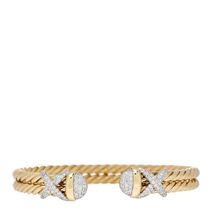David Yurman 18K Yellow Gold Diamond X Double Cable Bracelet 1 of 4