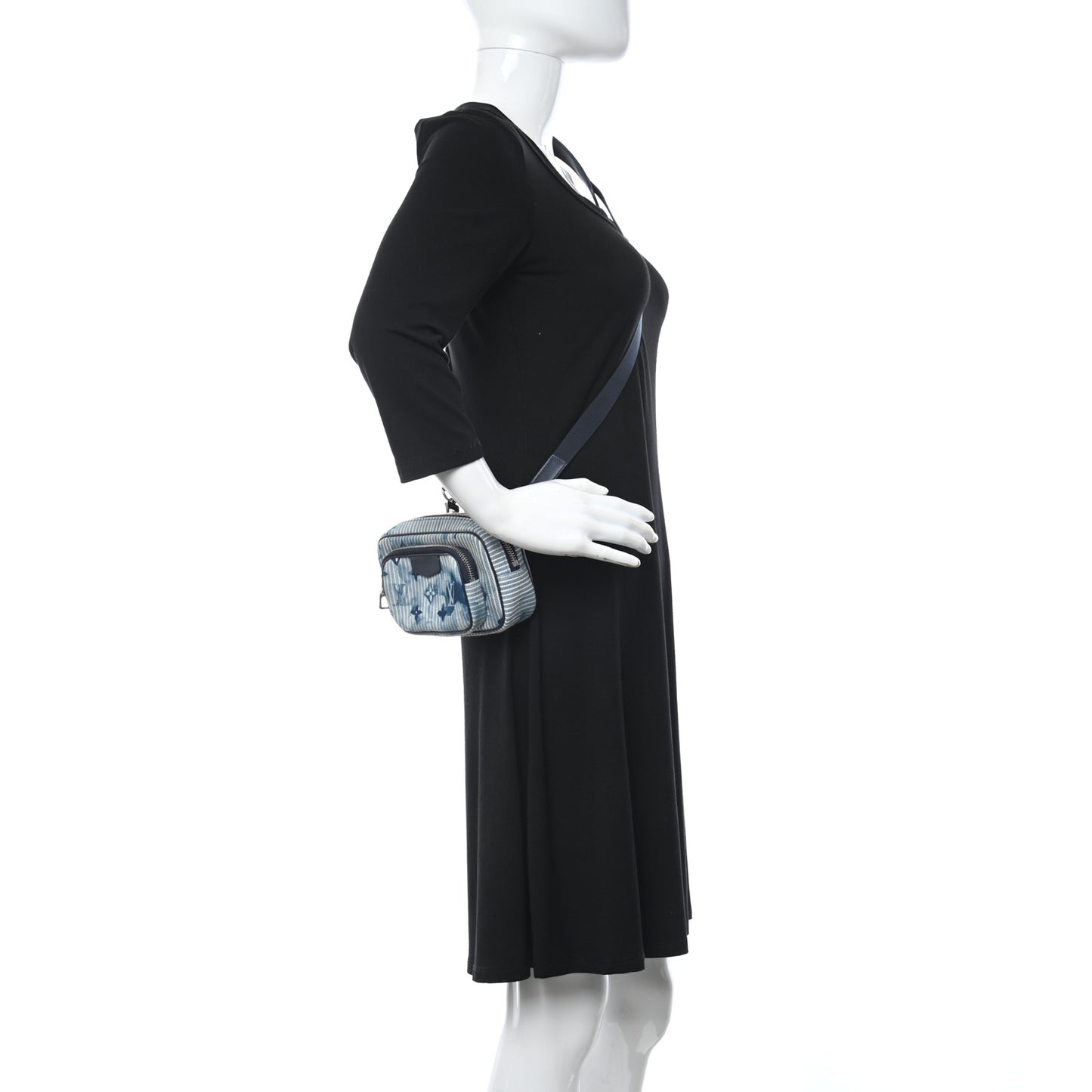 Hickory Stripes Denim Monogram Watercolor Outdoor Pouch Blue