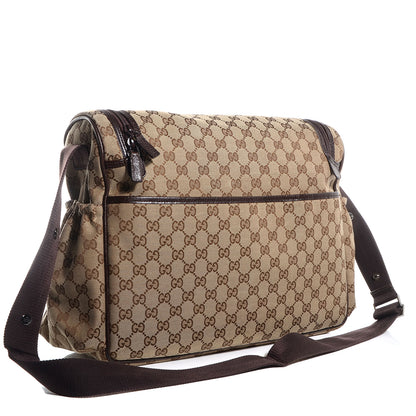 Gucci Monogram Natural Pigskin Large Diaper Bag Beige Ebony Cocoa Dark Chocolate 3 of 8