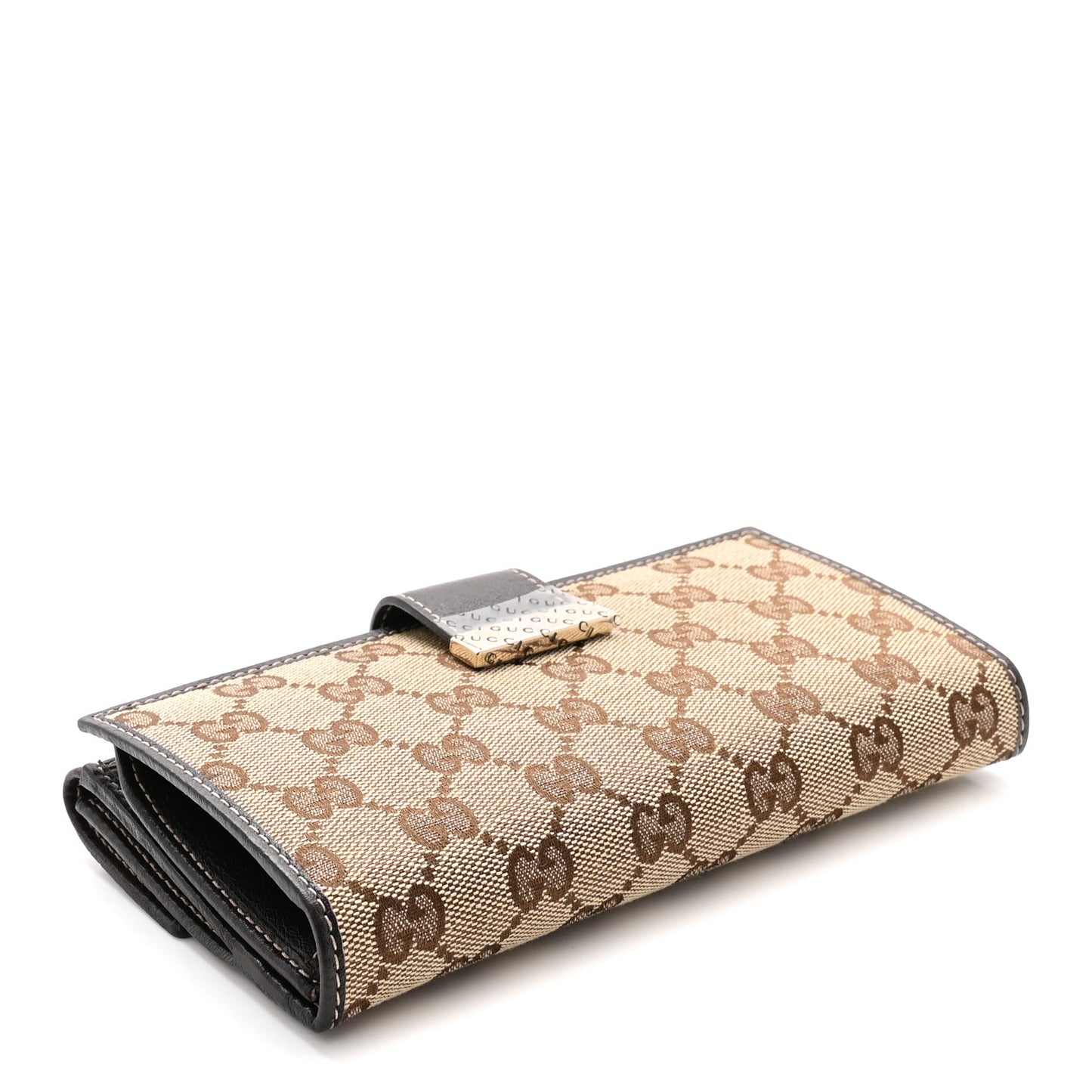 GG Plus Monogram Icon Bar Continental Flap Wallet Dark Brown