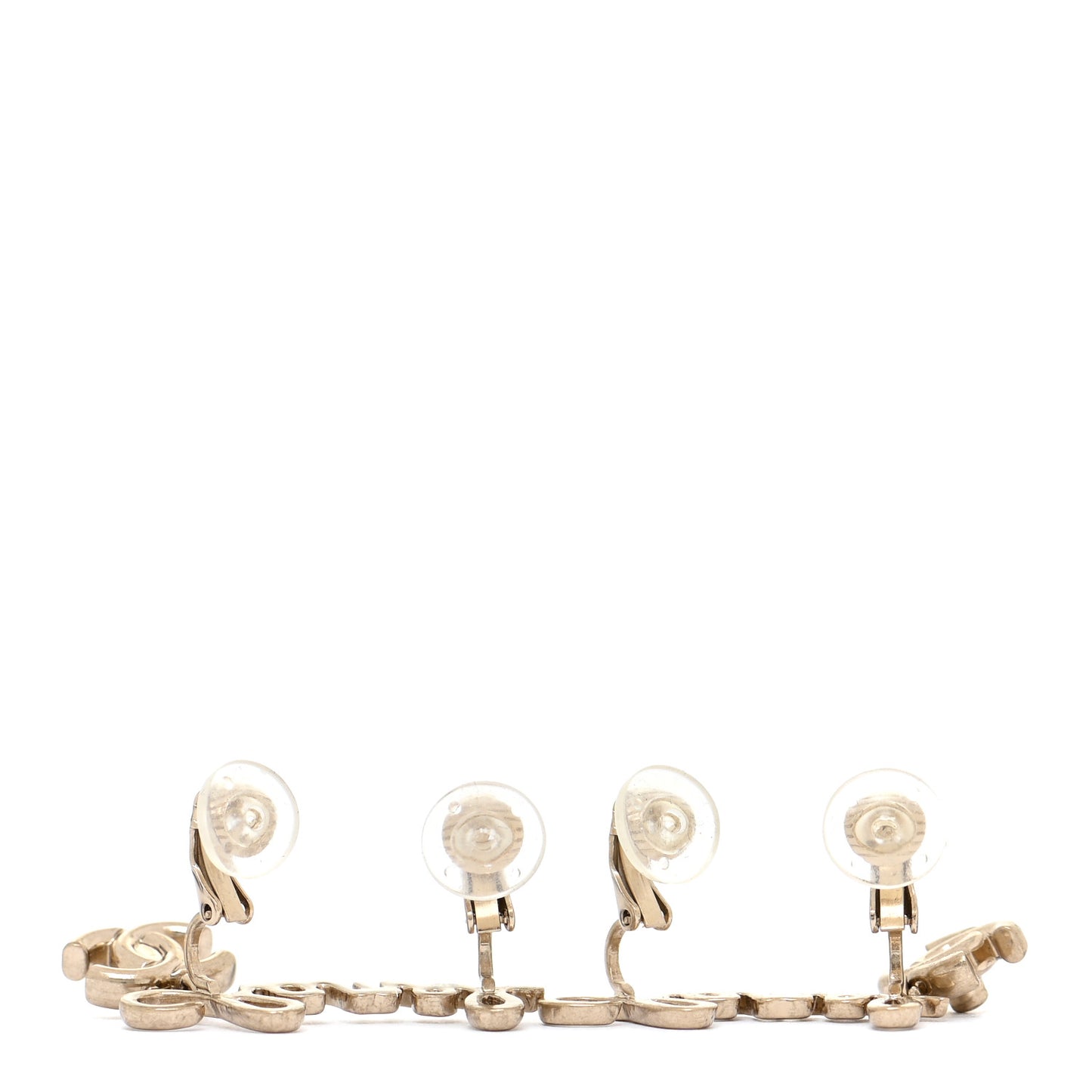 Metal CC Turnlock Climber Clip On Earrings Gold