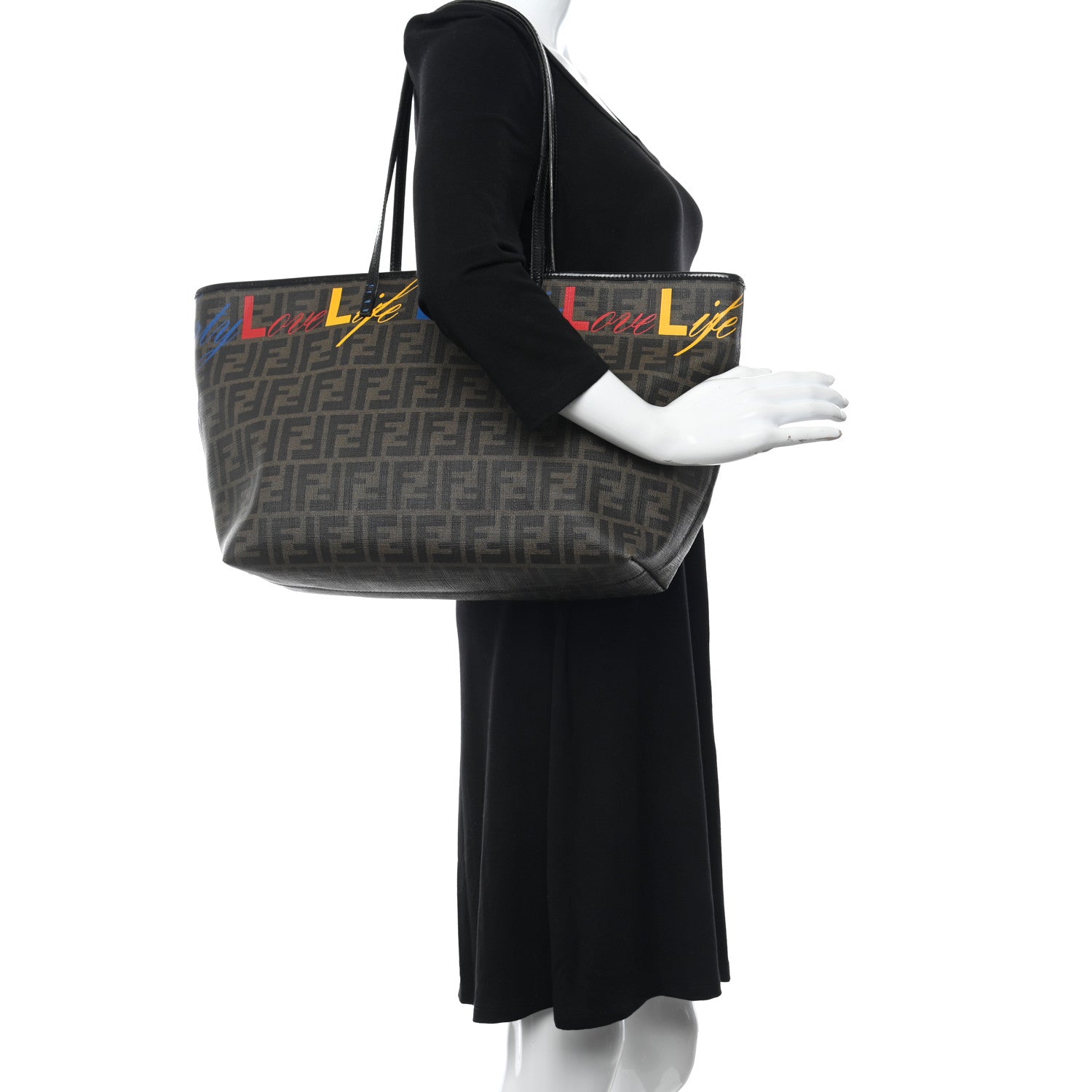 Fendi Zucca Love Life Liberty Medium Roll Tote Tobacco Multicolor 2 of 16