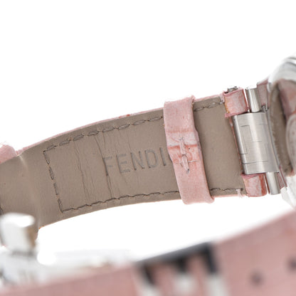 Fendi Stainless Steel Alligator Diamond 33mm High Speed Quartz Watch Pink 8 of 9