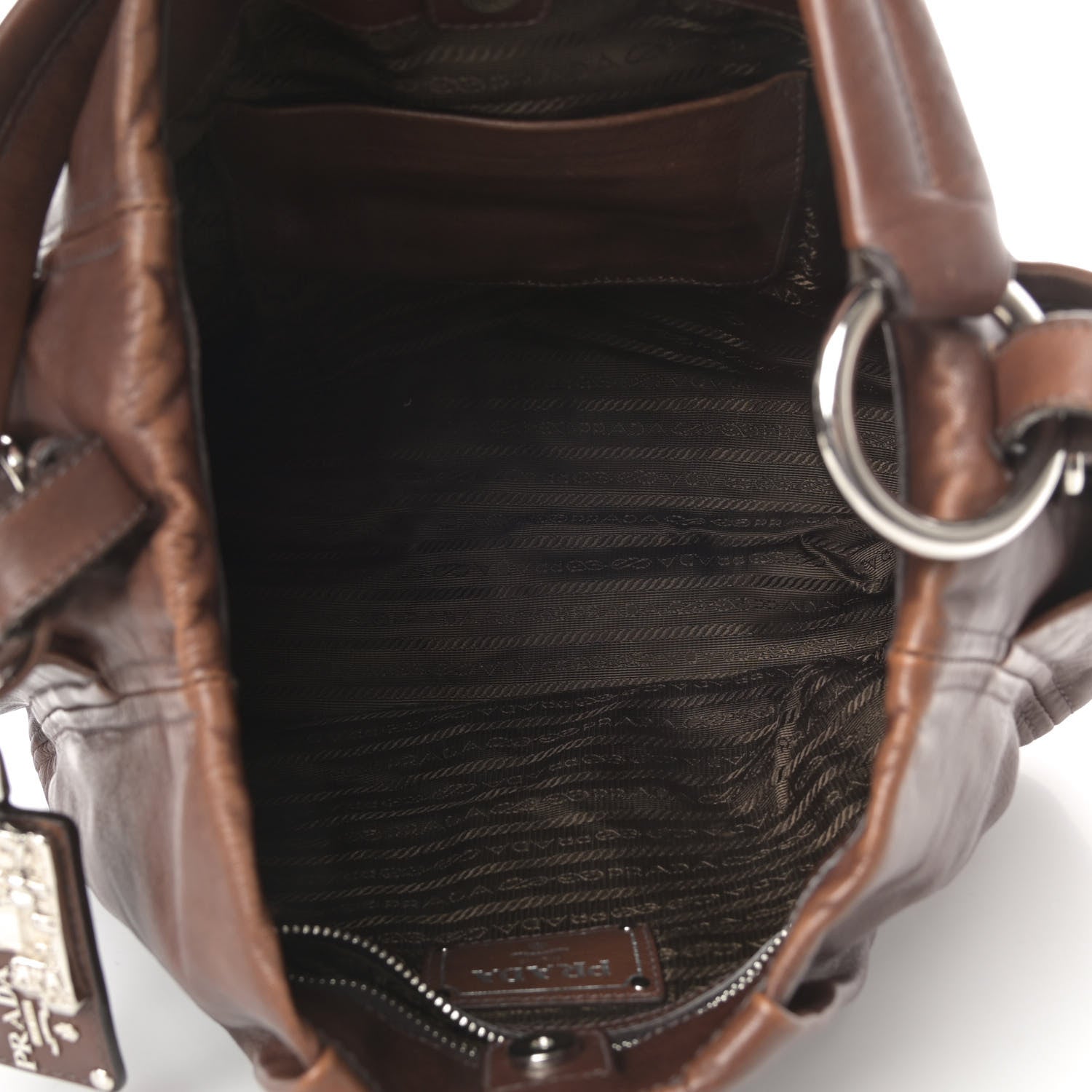 Prada Soft Calf Pleated Two Pocket Hobo Nocciolo 5 of 17