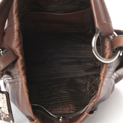 Prada Soft Calf Pleated Two Pocket Hobo Nocciolo 5 of 17