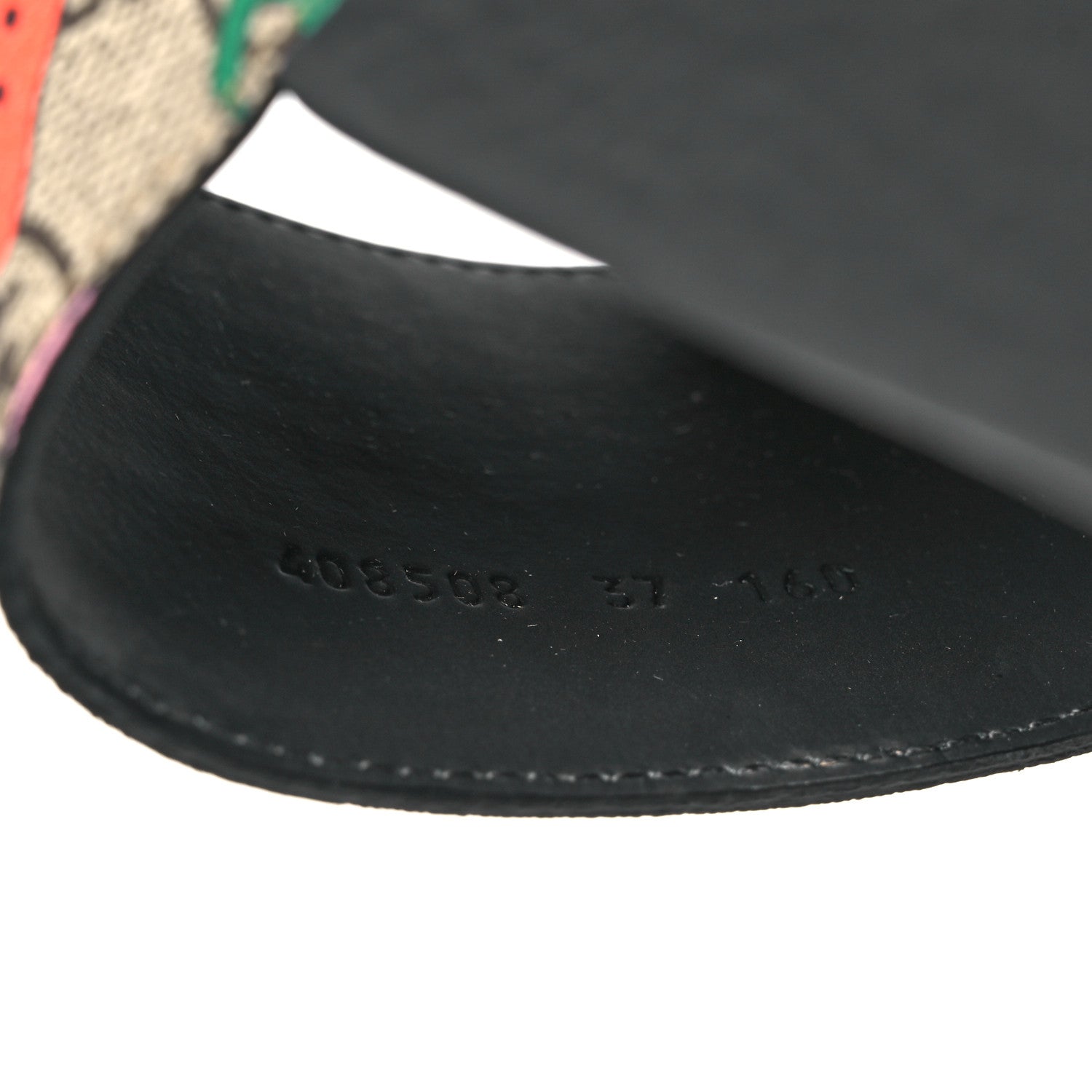 Gucci GG Supreme Monogram Strawberry Slide Sandals 37 Beige Multicolor 7 of 9