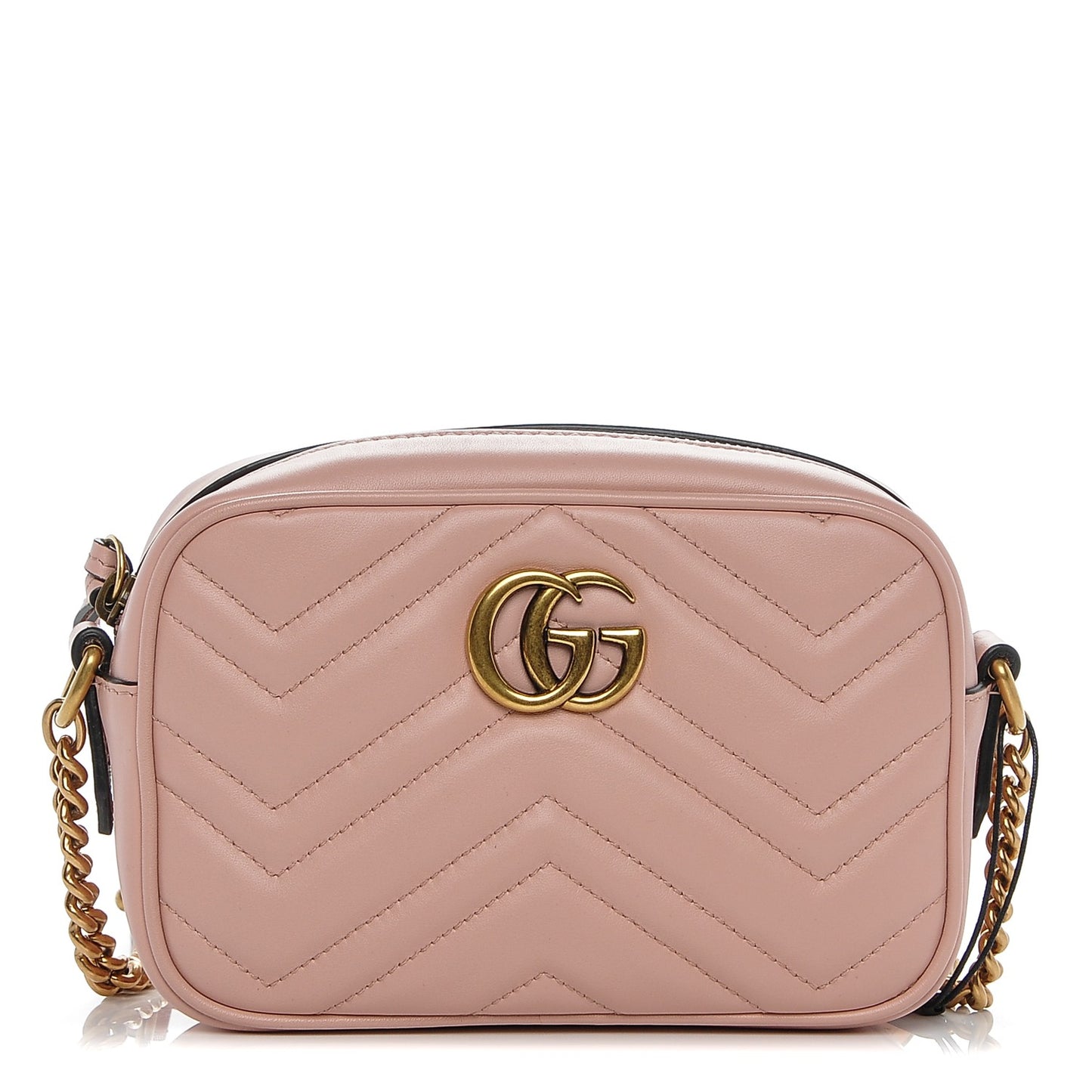 Calfskin Matelasse Mini GG Marmont Chain Shoulder Bag Perfect Pink