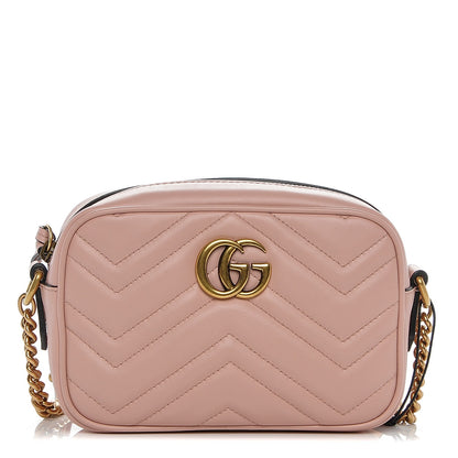 Gucci Calfskin Matelasse Mini GG Marmont Chain Shoulder Bag Perfect Pink 1 of 6