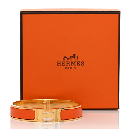 Hermes Enamel Narrow Clic Clac H Bracelet GM Orange 5 of 5