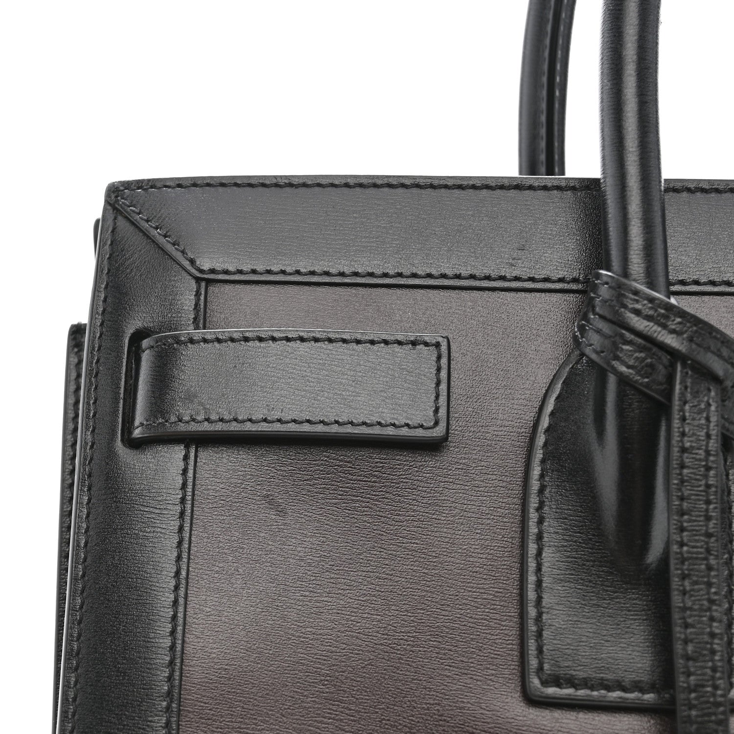 Saint Laurent Calfskin Bi-Color Small Sac De Jour Burgundy Black 14 of 15