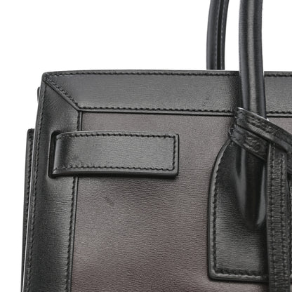 Saint Laurent Calfskin Bi-Color Small Sac De Jour Burgundy Black 14 of 15