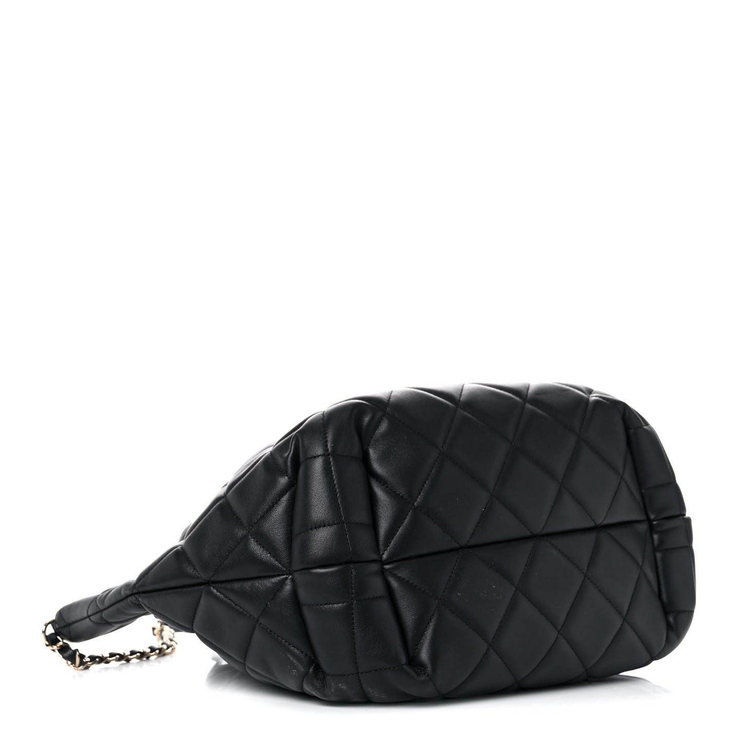Lambskin Quilted CC Dweller Drawstring Tote Black