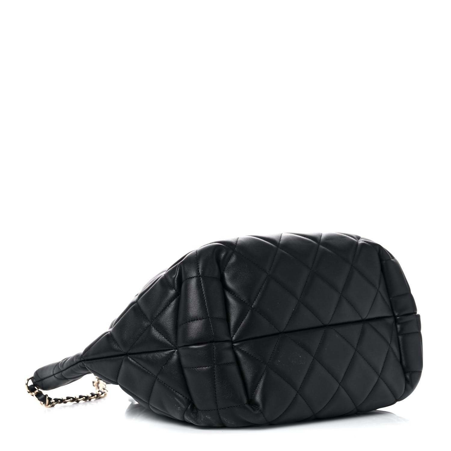 Chanel Lambskin Quilted CC Dweller Drawstring Tote Black 4 of 19