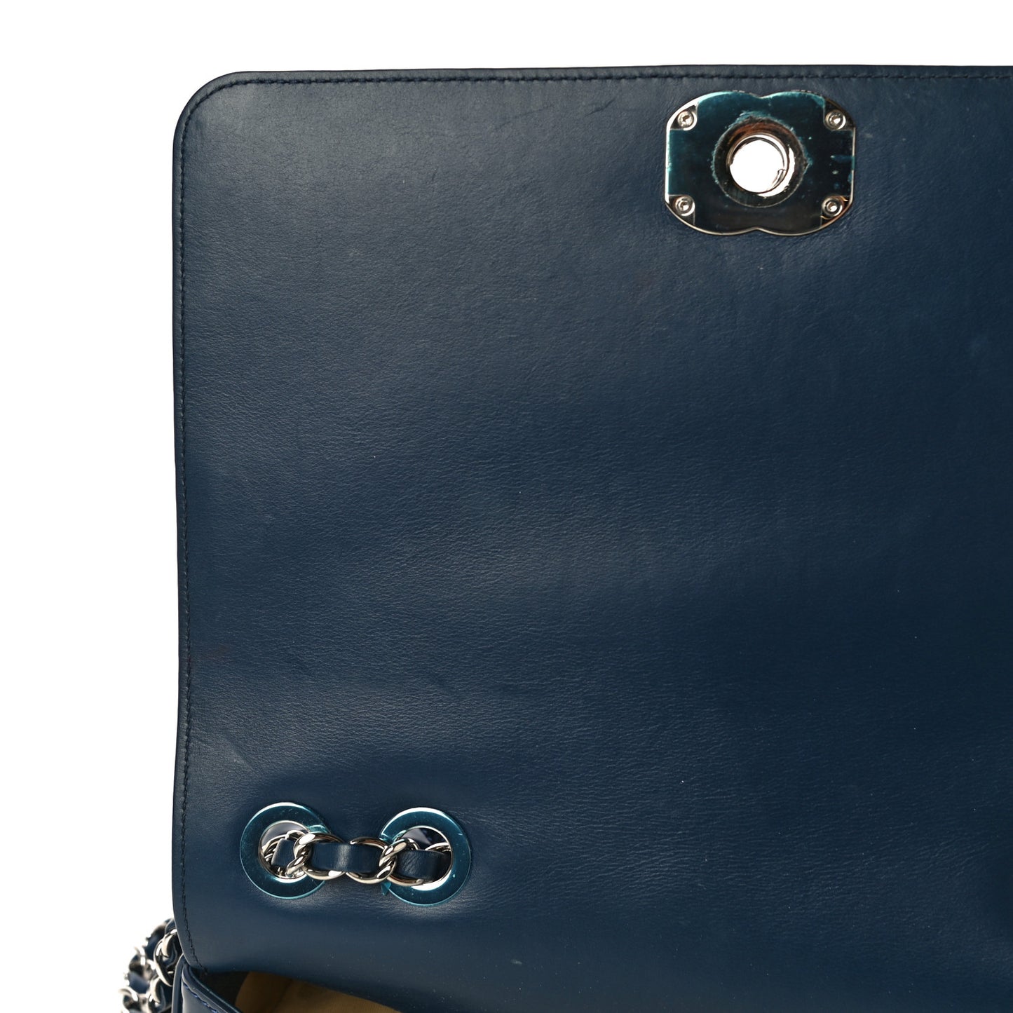 Patent Quilted Small Coco Boy Flap Navy