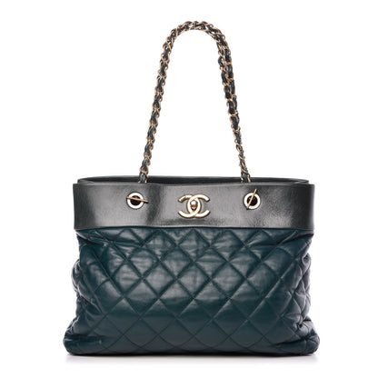 Chanel Calfskin Quilted Large Soft Elegance Tote Green 1 of 12