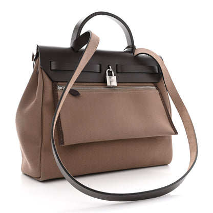 Hermes Vache Hunter Toile Herbag Zip Retourne 31 PM Etoupe Ebene 4 of 11