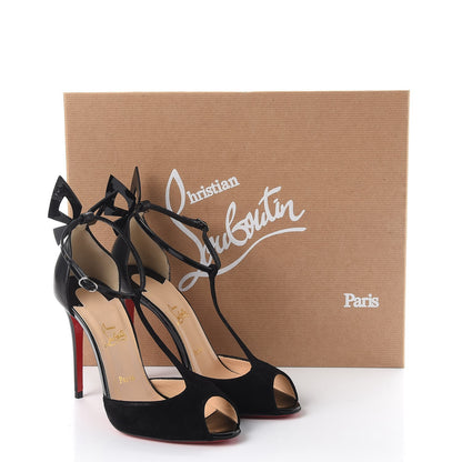 Christian Louboutin Suede Patent Shiny Nappa Aribak 100 Pumps 35.5 Version Black 9 of 9