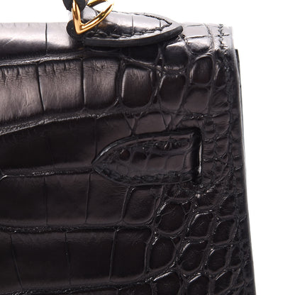 Hermes Matte Alligator Mini Kelly Sellier 20 Black 26 of 39