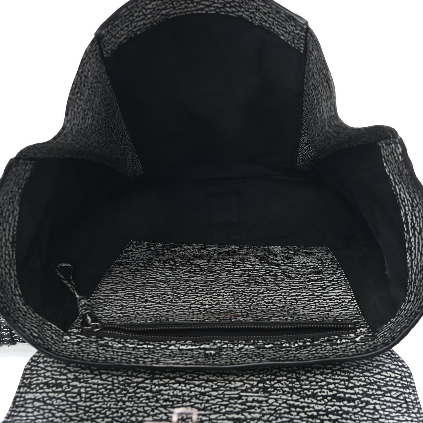 Textured Calfskin Large Pashli Satchel Black Cream