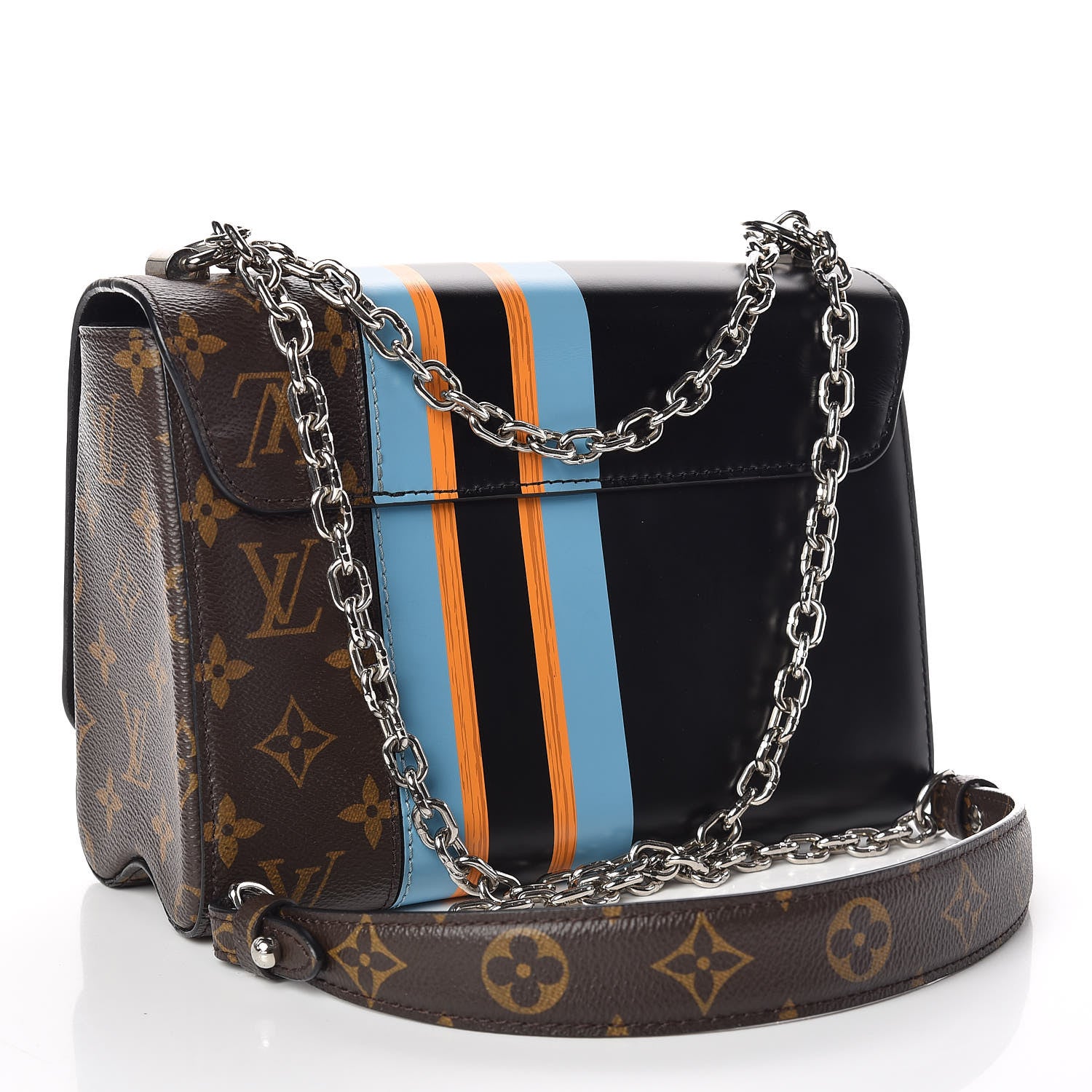 Louis Vuitton Calfskin Monogram Twist Shoulder Bag MM Blue 3 of 11