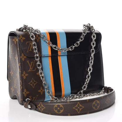 Louis Vuitton Calfskin Monogram Twist Shoulder Bag MM Blue 3 of 11