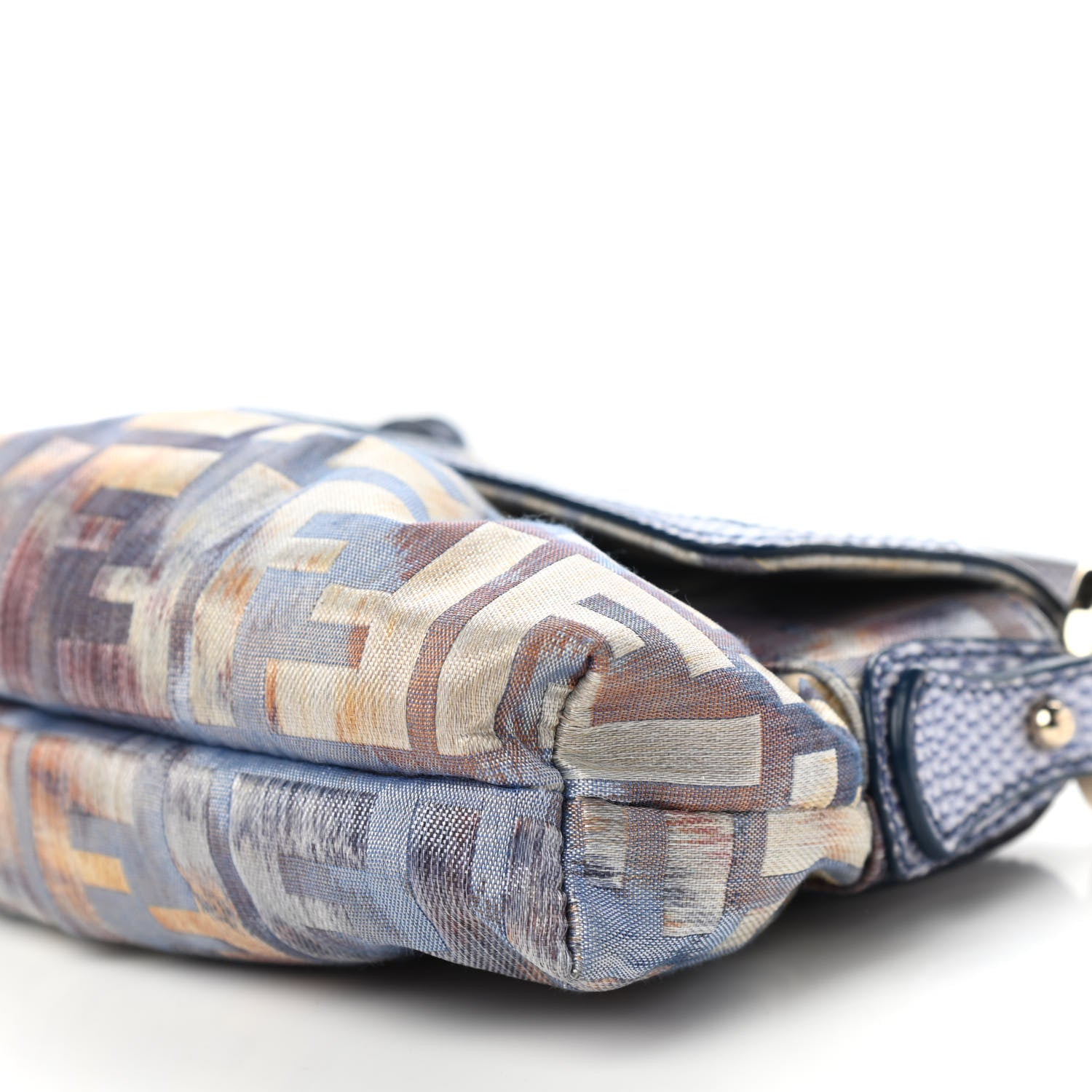 Fendi Zucca Vitello Lizard Embossed Mini Chef Shoulder Bag Celeste Multicolor Polvere 10 of 11