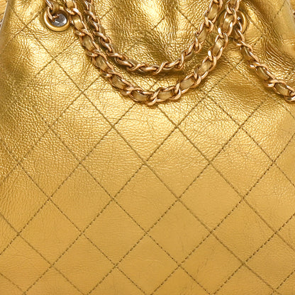 Chanel Metallic Calfskin Quilted Small Drawstring Bag Gold 8 of 10