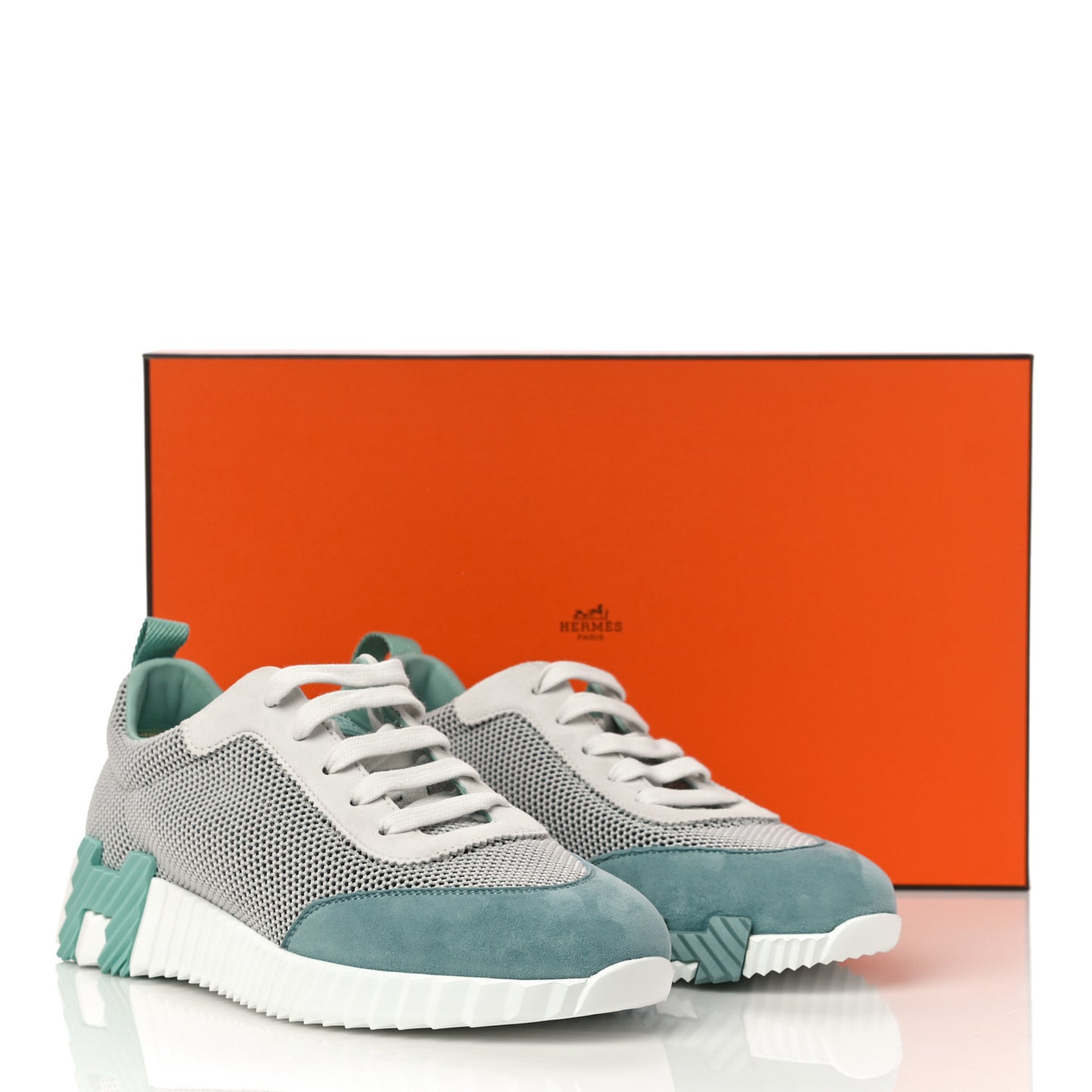 Air Mesh Suede Goatskin Bouncing Sneakers 37.5 Vert D'Eau