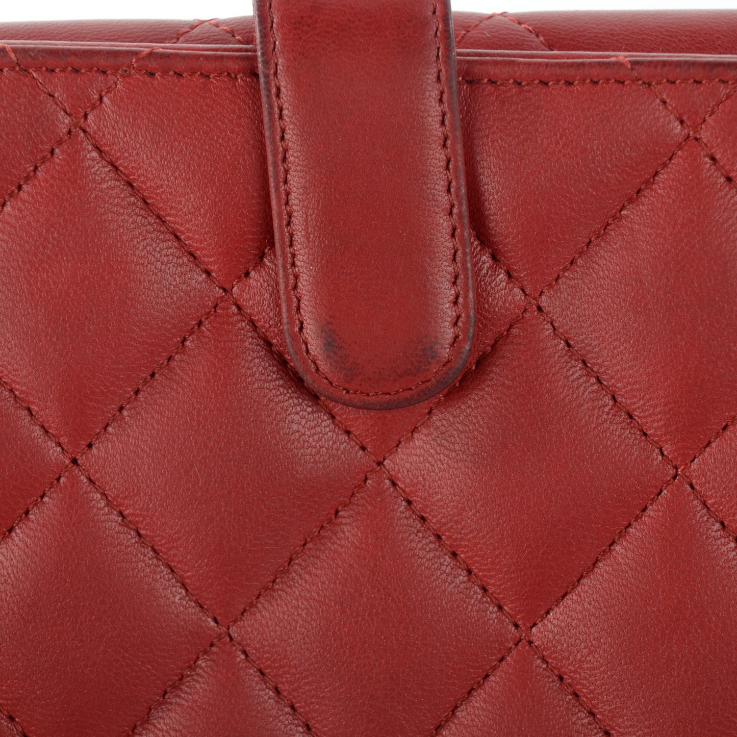 Lambskin Quilted French Flap Wallet Red