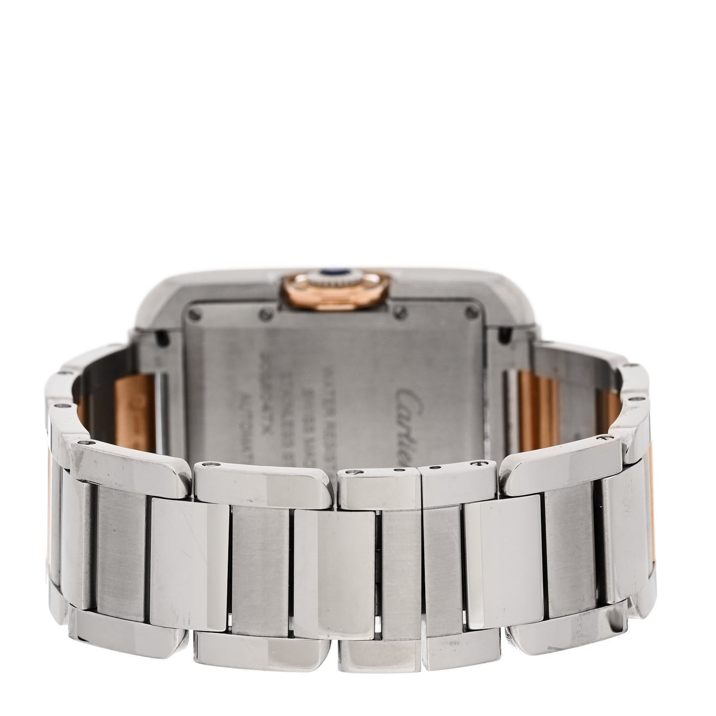 Stainless Steel 18K Pink Gold Diamond 30mm Tank Anglaise Automatic Watch