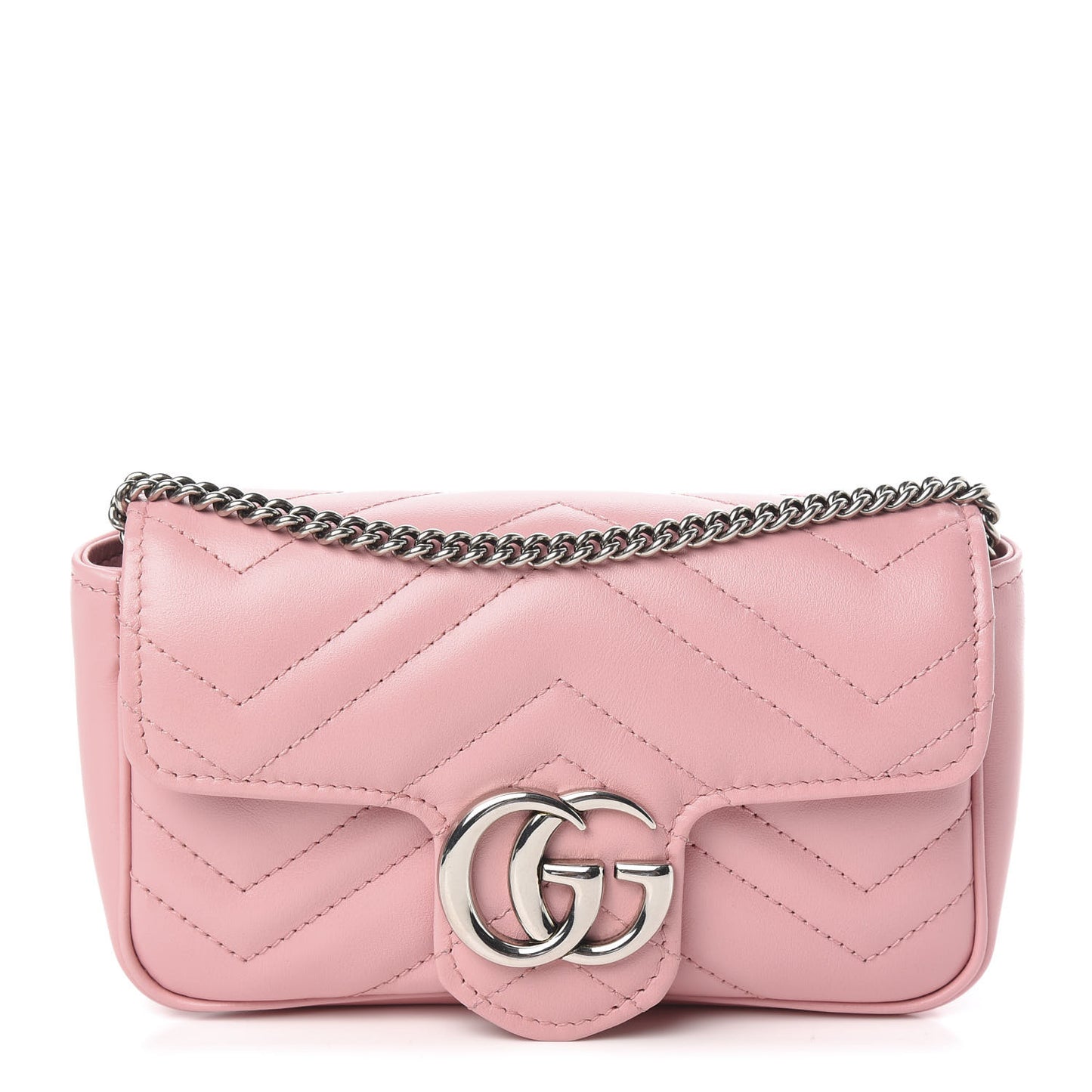Calfskin Matelasse Super Mini GG Marmont Shoulder Bag Wild Rose