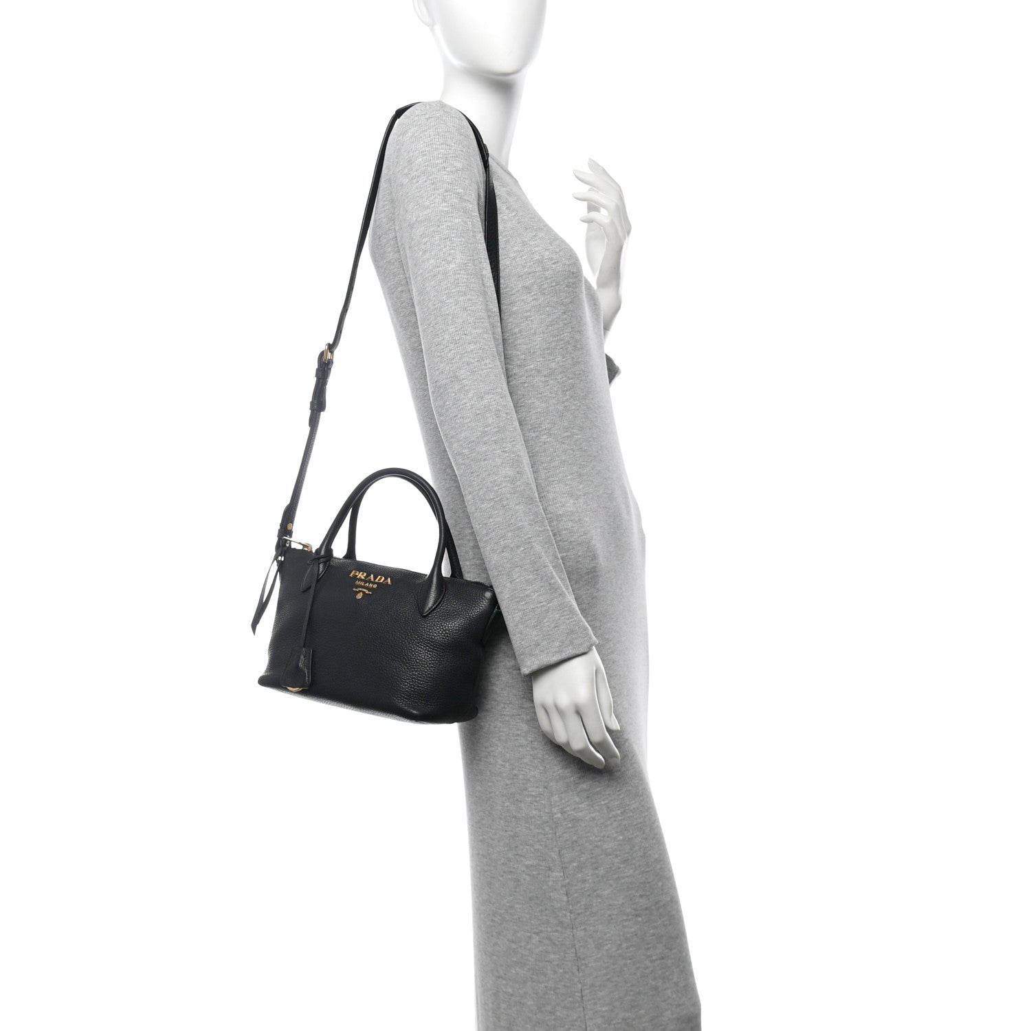 Prada Vitello Daino Small Tote Black 2 of 20