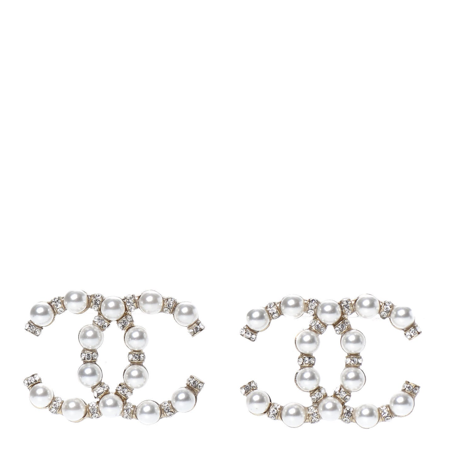 Pearl Crystal Nefertiti CC Earrings Gold