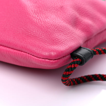 Gucci Grained Calfskin Logo Drawstring Backpack Box Pink Green Black 9 of 12