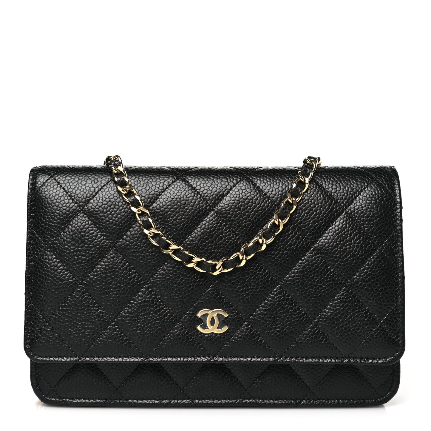 Caviar Quilted Wallet on Chain WOC Black