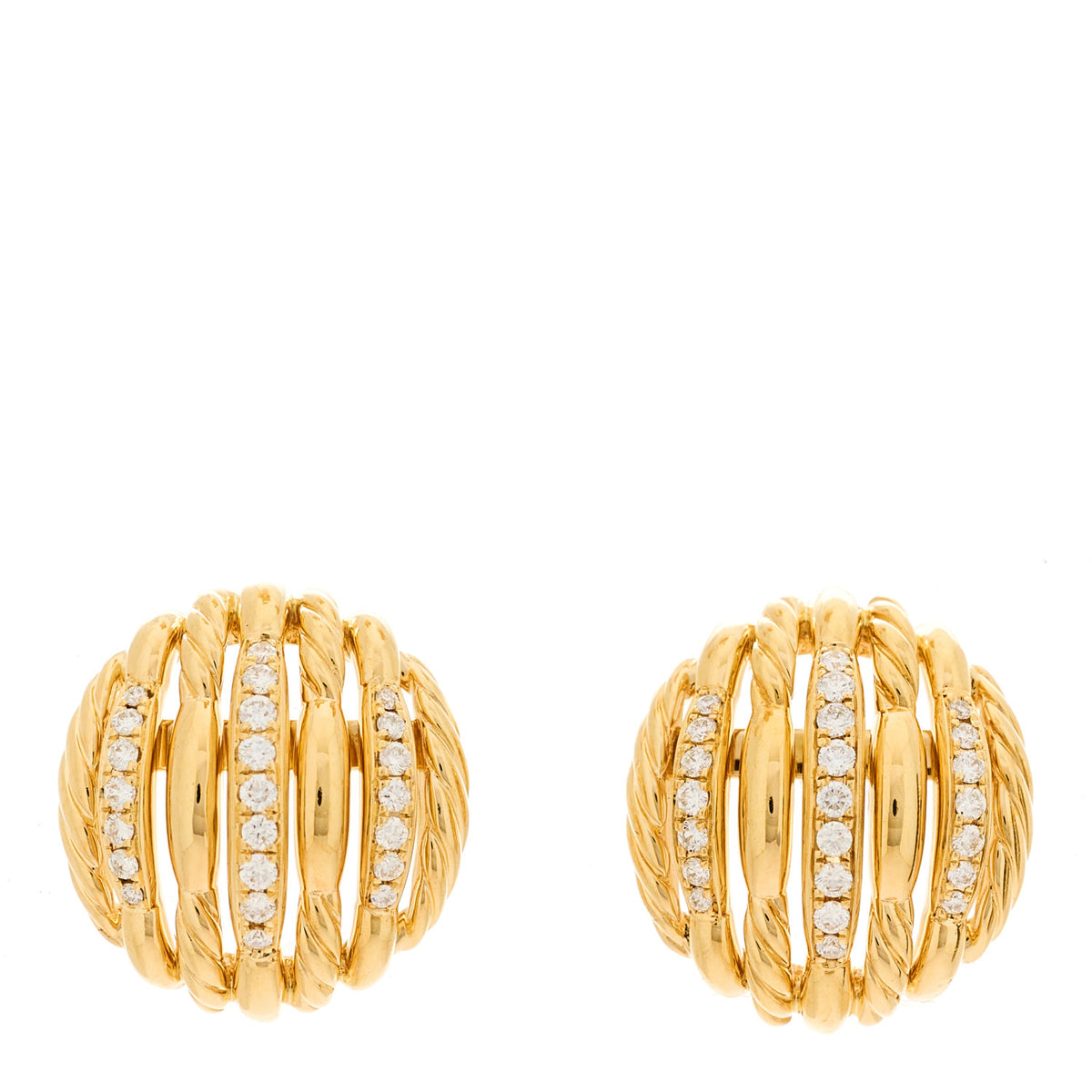 David Yurman 18K Yellow Gold Diamond Tides Earrings 1 of 5