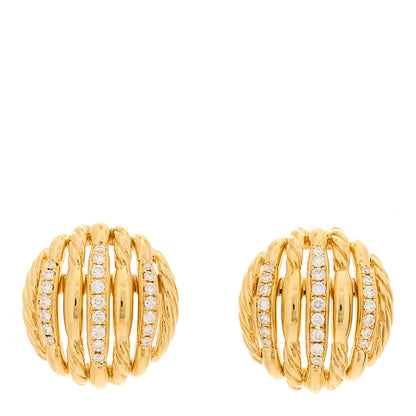 David Yurman 18K Yellow Gold Diamond Tides Earrings 1 of 5