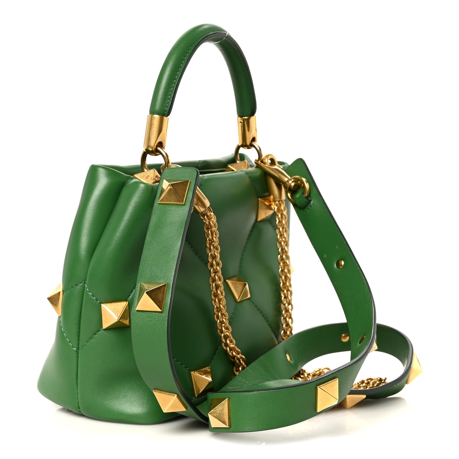Valentino Garavani Nappa Small Roman Stud The Handle Bag Gea Green 3 of 11
