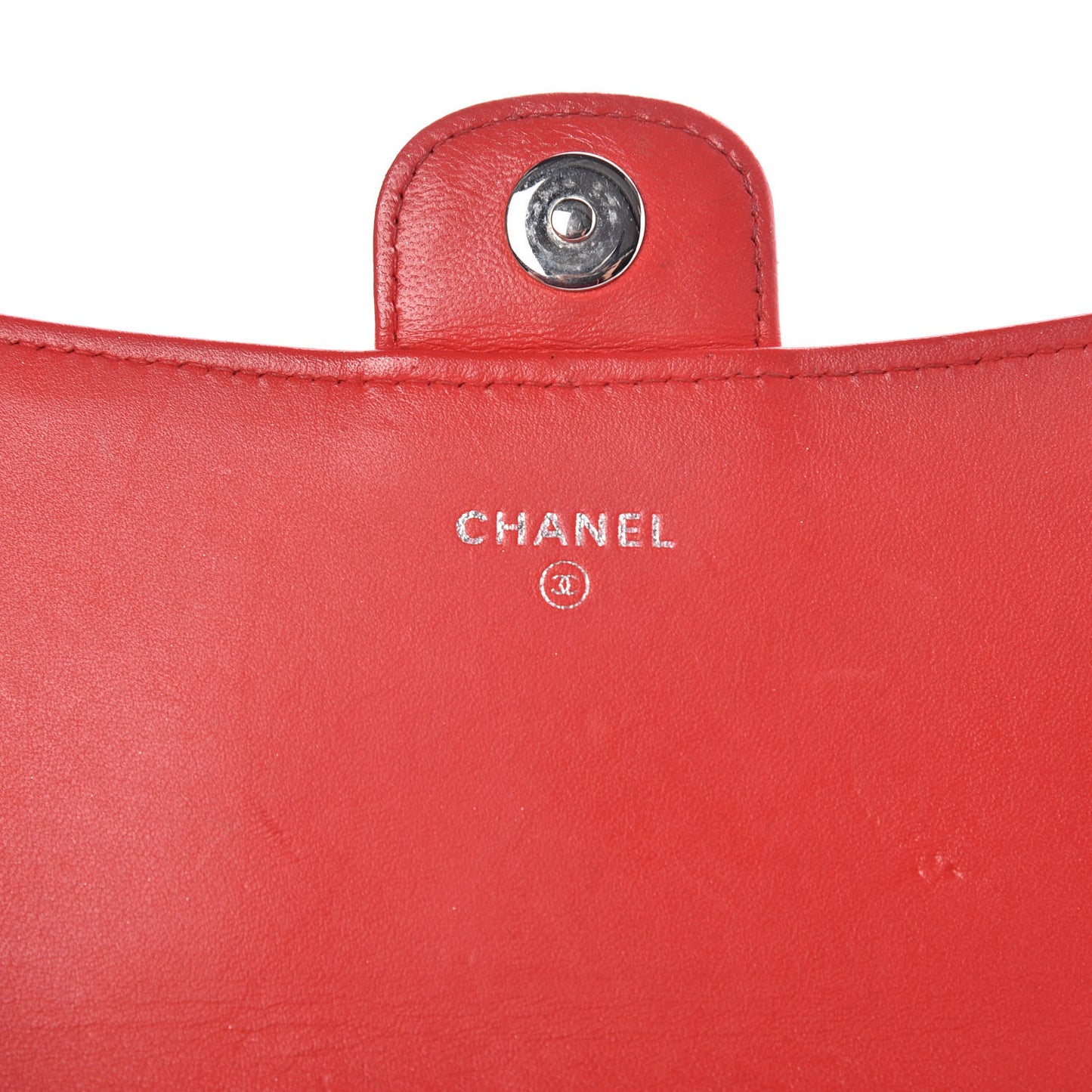Lambskin Quilted Wallet on Removable Chain Red