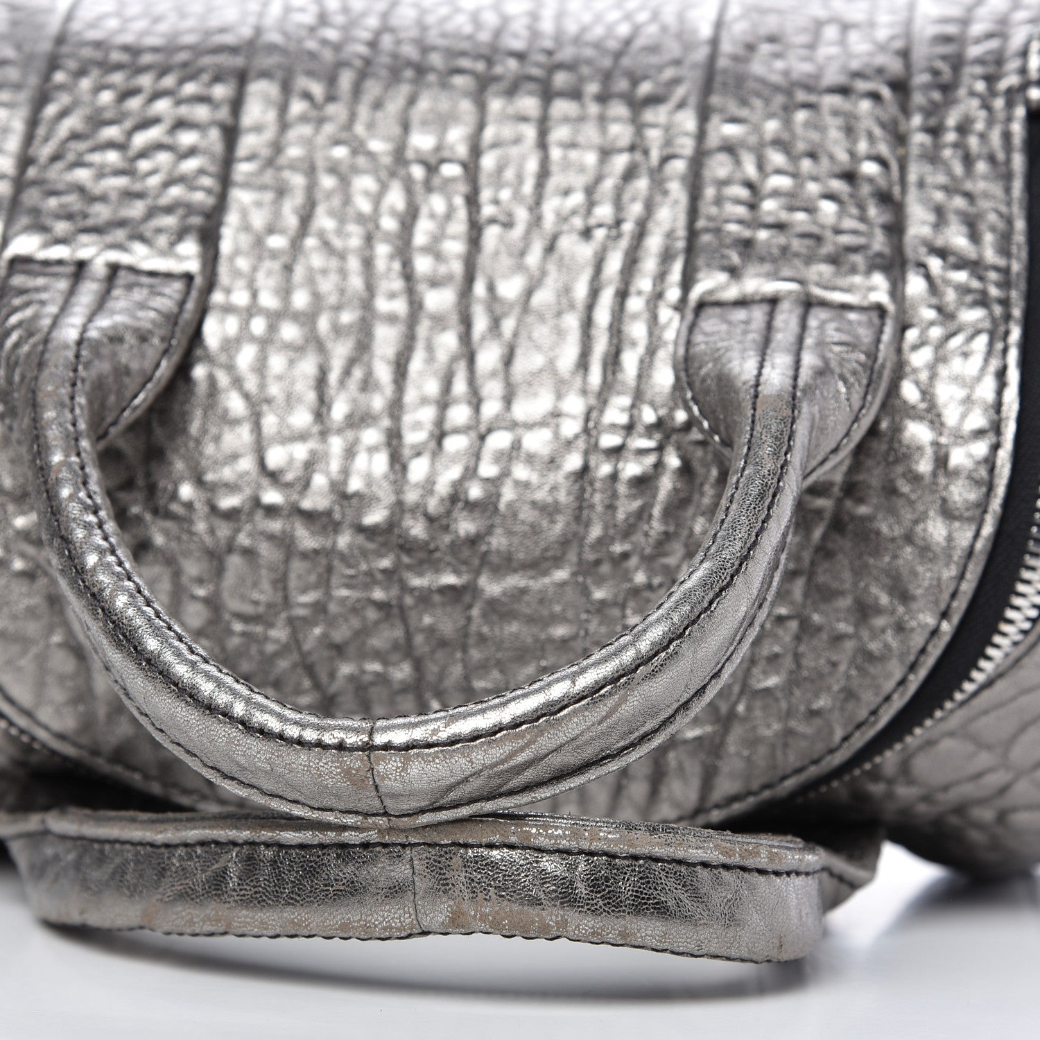 Alexander Wang Metallic Pebbled Lambskin Rockie Carbon Silver Hardware 9 of 10