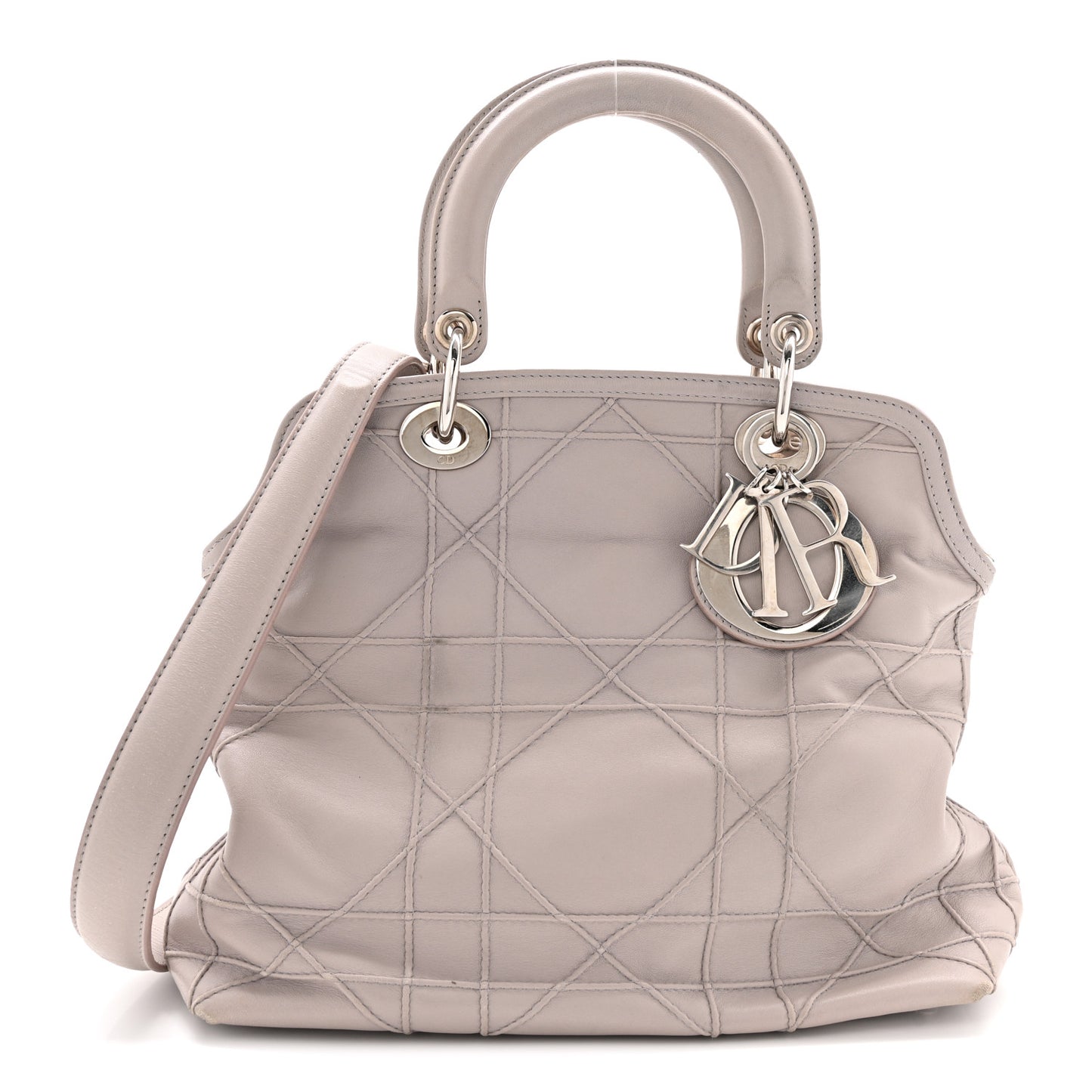 Lambskin Cannage Medium Granville Tote Grey