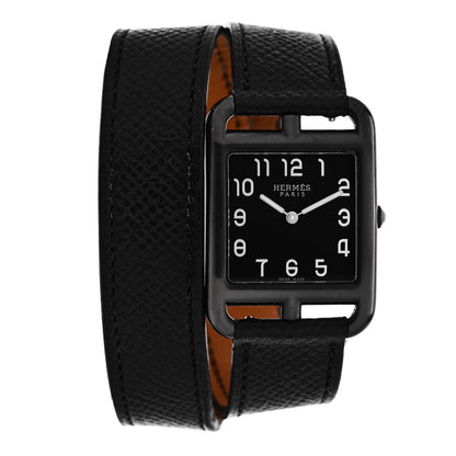Hermes PVD Stainless Steel Epsom 29mm Cape Cod Double Tour Quartz Watch Noir 1 of 5