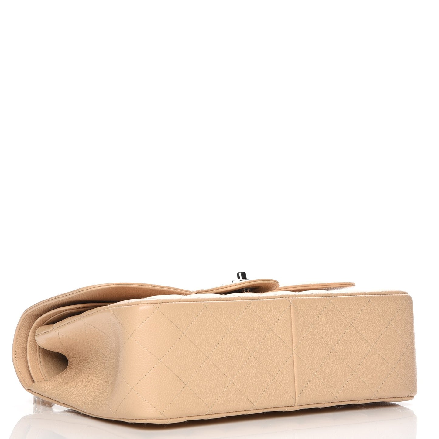 Caviar Quilted Jumbo Double Flap Beige Clair