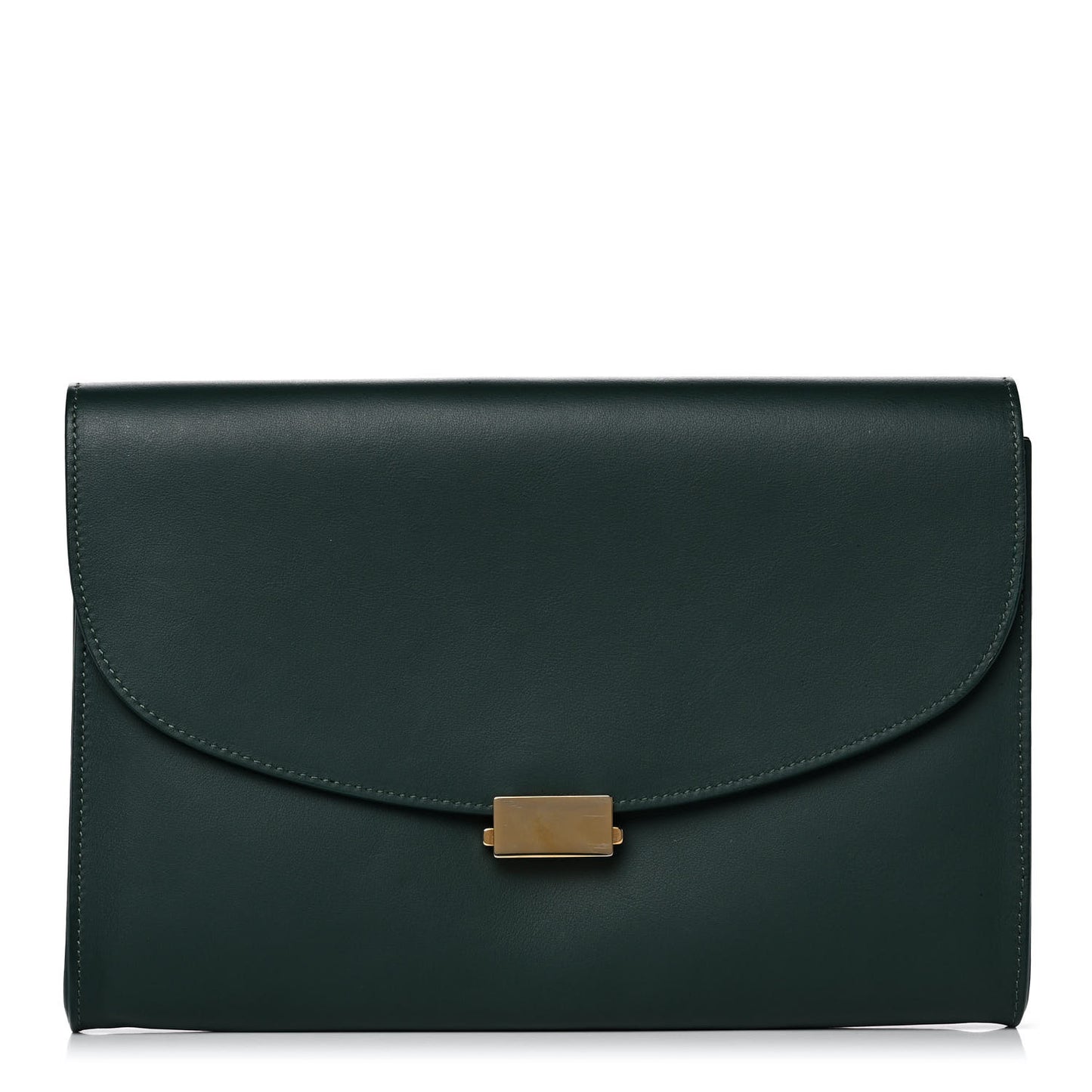 Calfskin Envelope Flat Clutch Dark Green
