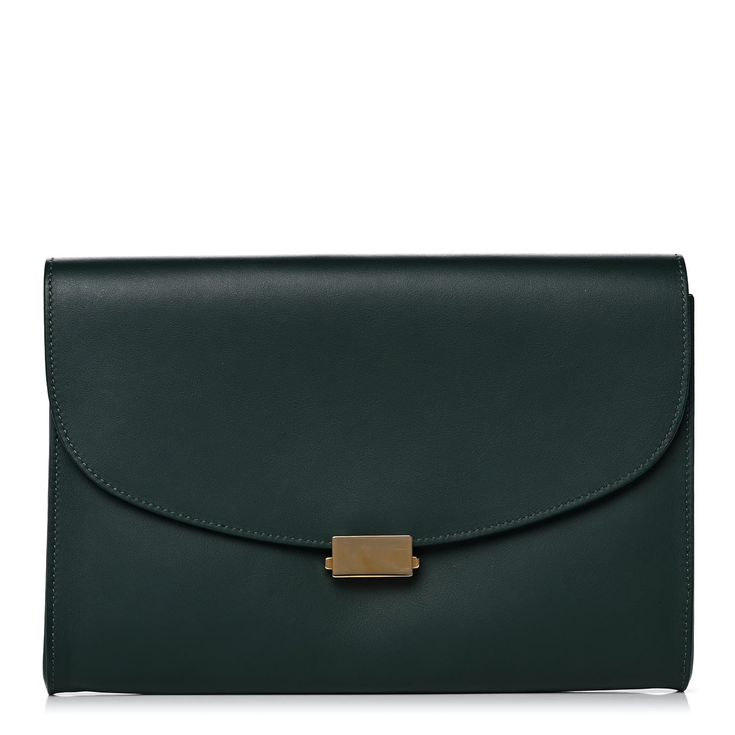 Mansur Gavriel Calfskin Envelope Flat Clutch Dark Green 1 of 13