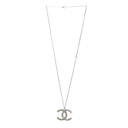 Chanel Baguette Crystal Quilted CC Pendant Necklace Gold 3 of 6